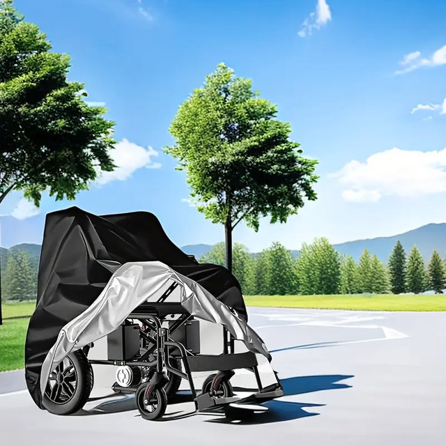 DUOUPA Wasserdichter Rollstuhlbezug in Schwarz für elektrische und rollende Gehhilfen, Schutz gegen Staub, Schnee, Regen und Sonne, B/H/T: 65 x 90 x 65 cm - Bild 1