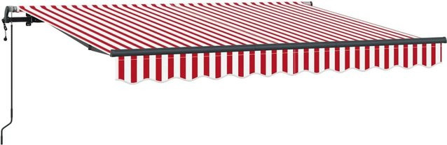 vidaXL Einziehbare Markise Rot-weiß gestreift mit Fernbedienung aus Aluminium und Stoff, B: 250 cm, H: 200 cm - Bild 1