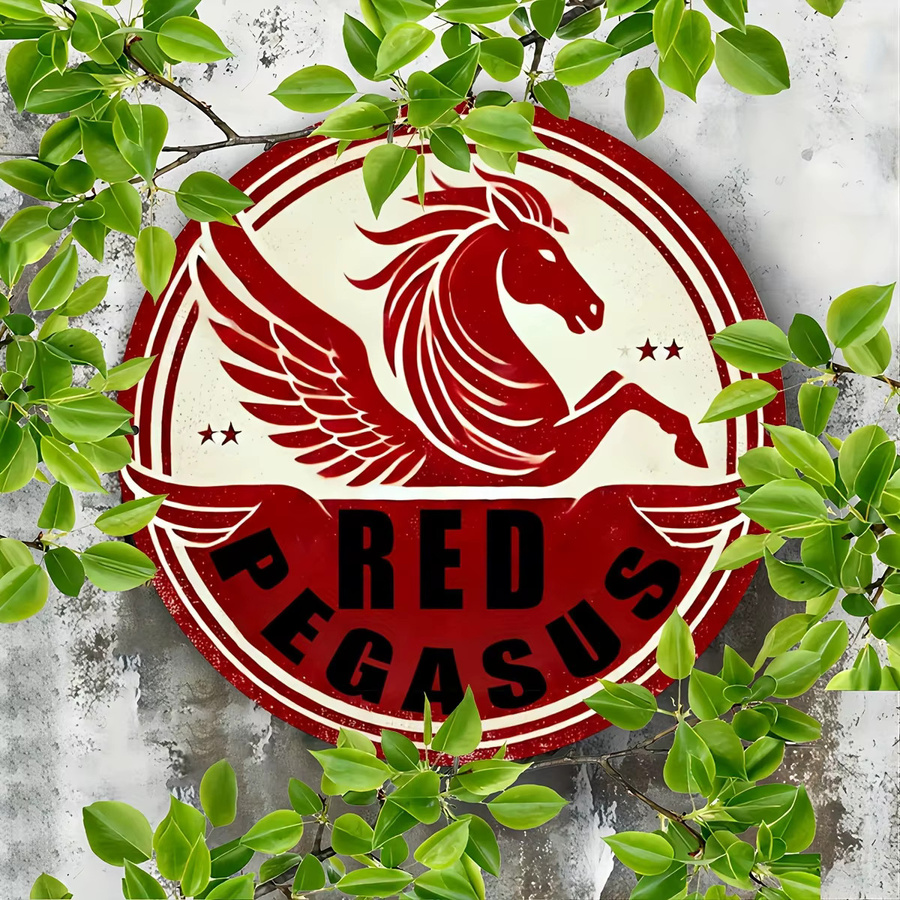 Potdemiel Vintage Metallschild Roter Pegasus aus Aluminium, B/H: 19,81 x 19,81 cm - Bild 2