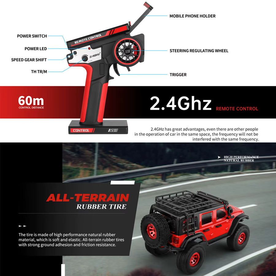 Wltoys 2428 RC Auto, 1:24, 4WD Offroad, Elektro-Crawler, ferngesteuert - Bild 6