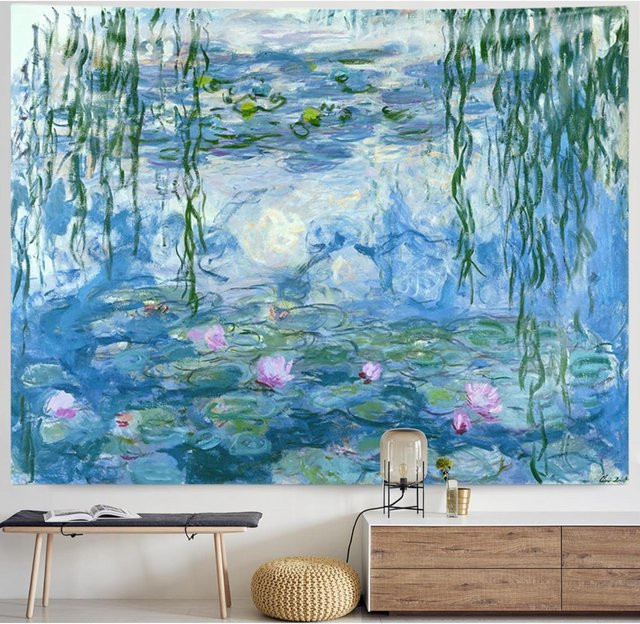 JMG Household Supplies Seerosen Wandteppich mit floralem Monet Blumen Motiv in Multicolour, Breite: 70 cm, Höhe: 100 cm - Bild 1