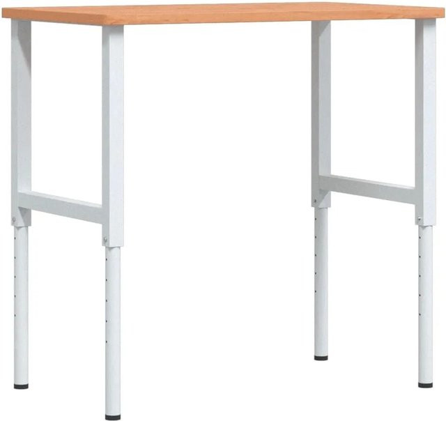 vidaXL Werkbank aus Massivholz Buche mit pulverbeschichtetem Metall, B/T/H: 100 x 60 x 71,5-98 cm - Bild 1