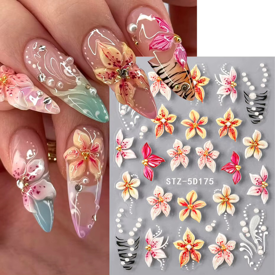 Full Beauty Nagelaufkleber, rosa, floral, glänzend, 2 Stück - Bild 2