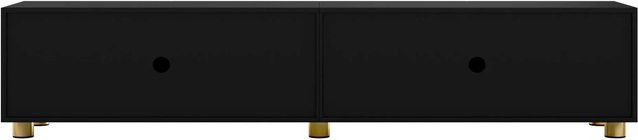 Merax TV-Schrank Lowboard Bogenrelief in Schwarz mit 4 Türen und Metallfüßen, B/T/H: 180 x 40 x 35 cm - Bild 1