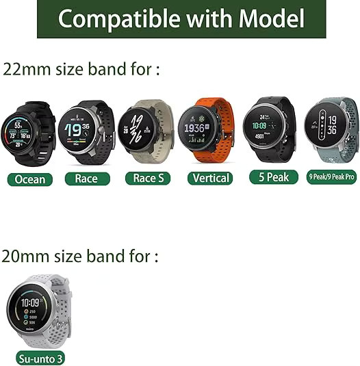 Suunto Uhrenarmband Silikon, Magnetschnalle, Weiß, 20 22 mm - Bild 4