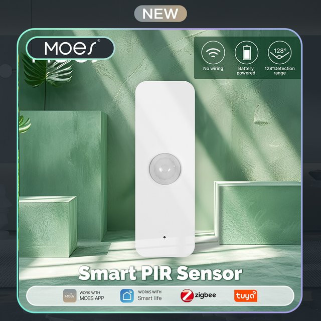 MOES Smart PIR-Bewegungssensor WiFi Körperbewegungsmelder in Weiß, kompatibel mit Alexa und Google Home - Bild 1