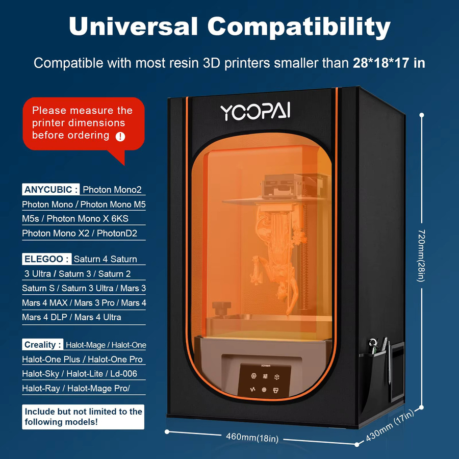 YOOPAI 3D-Drucker-Harzgehäuse für Creality, multifunktionales belüftetes Gehäuse in Schwarz mit Lüfter und Rohr - Bild 4