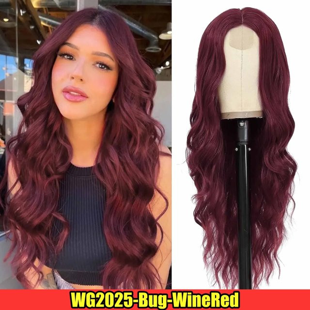 Lockige Ombre Perücke Damen, Blond, Rosa Schwarz Lila, 26 inches - Bild 1