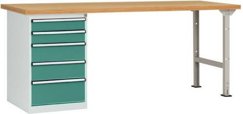 Manuflex Werkbanksystem WC5101.0001 in Grau und Grün mit Stahl und Gummi, B/T/H: 300 x 150 x 80 cm - Bild 1