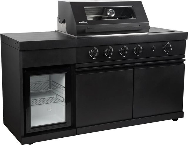 Buschbeck Outdoorküche Dublin Schwarz aus Aluminium mit Sizzle Zone, integriertem Thermometer und Getränkekühlschrank für Gas - Bild 1