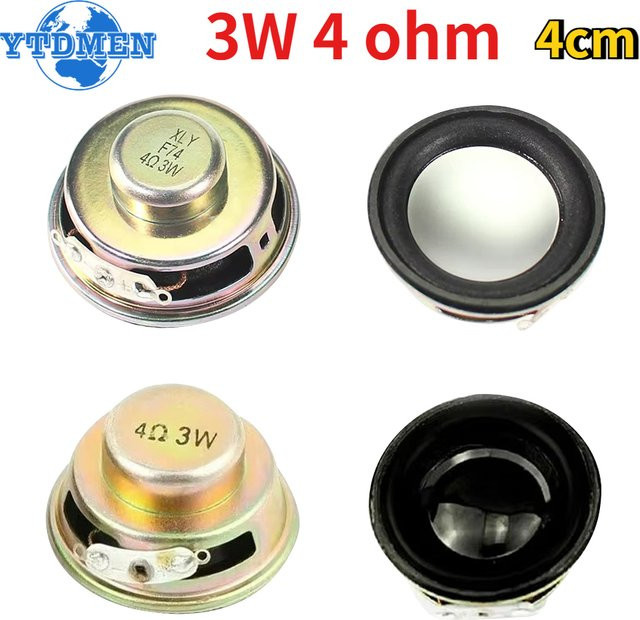 YTDMEN 2er Set Mini Lautsprecher Horn mit Gummidichtung, 3W 4 Ohm, Durchmesser: 4 cm, Schwarz/Silber - Bild 1