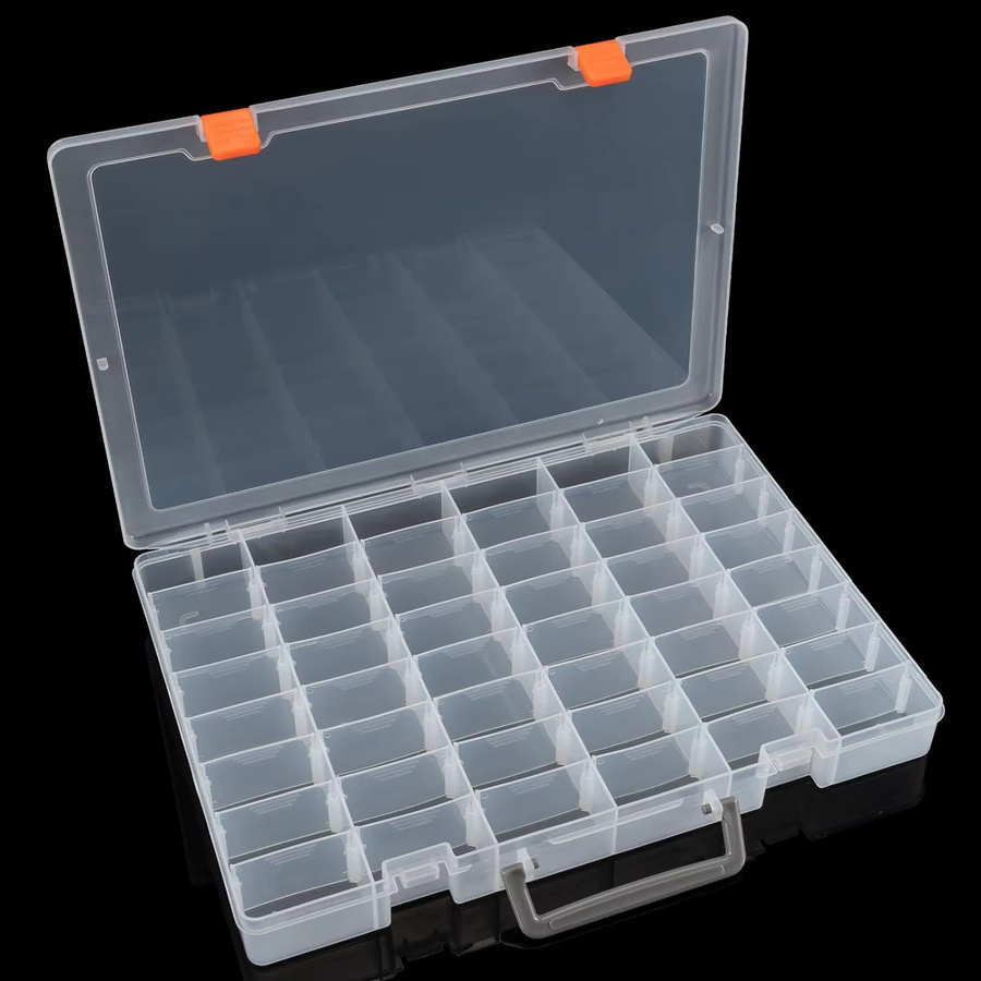 Transparente Kunststoff-Organizer-Box mit 48 Fächern und herausnehmbaren Trennwänden für Bastelbedarf und Schmuck - Bild 3