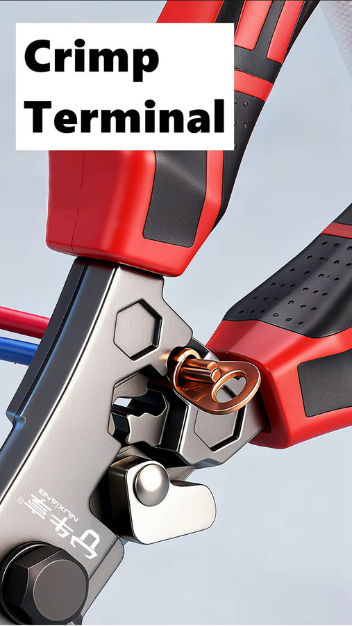 NIUXIANG Multifunktionale Elektrikerschere in Rot aus gehärtetem Stahl als Crimp-Drahtschneidewerkzeug und Luftfahrtschere zum Schneiden von Blechen und Kabeln - Bild 5