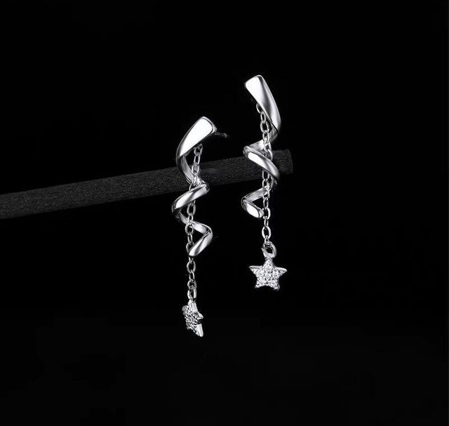 Lange Ohrringe Stern, Messing, Zirkonia, Damen - Bild 1