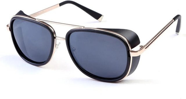 Steampunk Sonnenbrille, Unisex, Vollrand, Square, Metall, verspiegelt, rot, schwarz - Bild 1