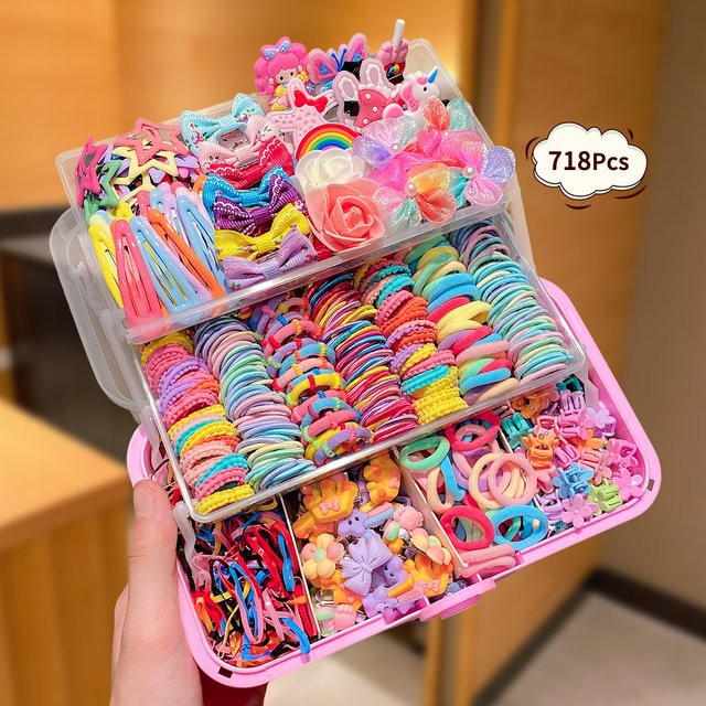Haarschmuck-Set, Schmetterling, Haarspangen, Krawatten, elastische Bänder, Kinder - Bild 1