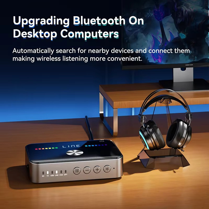 Vikefon Bluetooth 5.3 Audio Empfänger und Sender mit NFC, Digital-Analog-Konverter DAC, verlustfreier Musikübertragung und niedriger Latenz, Schwarz - Bild 3