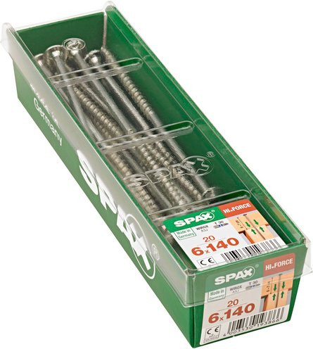 Spax Holzbauschraube mit Torx-Antrieb aus Stahl in Silber, 20 Stück, Durchmesser: 6 mm, Länge: 140 mm - Bild 1
