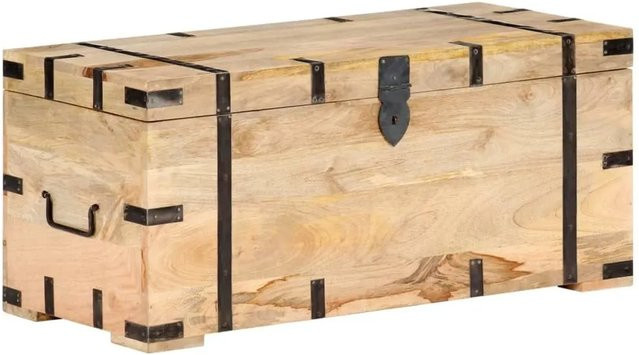 vidaXL Truhe aus Mango Massivholz in Braun, rustikales Design, B/T/H: 90 x 40 x 40 cm - Bild 1