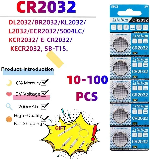 Yuform CR2032 Lithium-Batterie 3V Knopfzelle in Silber - Bild 1