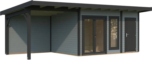 Palmako Holz-Gartenhaus Aurelia mit Pultdach in Grau und Anthrazit inklusive Boden, B/T: 739 x 300 cm - Bild 1