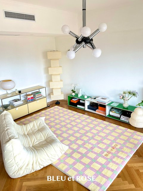 VIKAMA Schachbrett Teppich im Girly Style, Mehrfarbig, Rechteckig, Bodenmatte für Wohnzimmer, Schlafzimmer, Kinderzimmer oder Arbeitszimmer - Bild 1