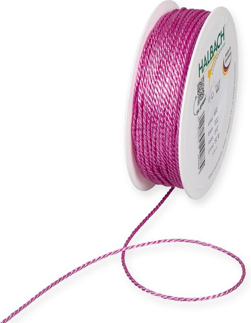 Halbach Kordel 2mm in Rosa, 10m Länge aus Acetat, Polyester und Baumwolle - Bild 1