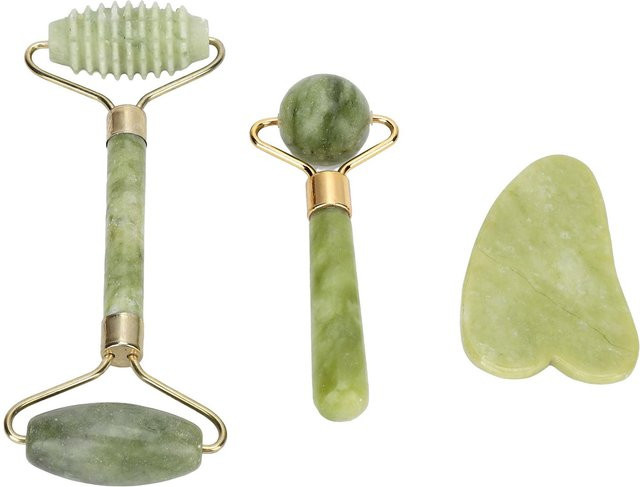 Wosawe Jade Gesichtsroller und Gua Sha Set, 3 Stück, Unisex - Bild 1