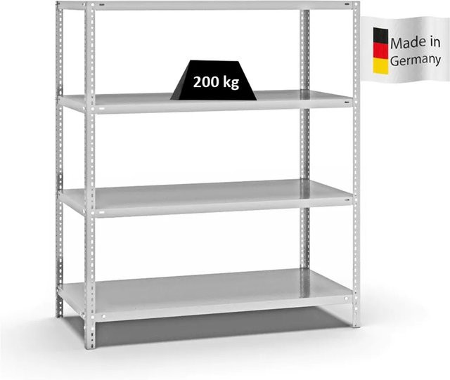 PROREGAL Fachbodenregal Medium-Duty mit 4 Ebenen, Lichtgrau, H x B x T: 150 x 130 x 60 cm - Bild 1