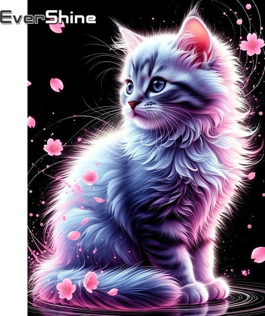 EverShine Diamantmosaik Katze Bild mit Strass-Stickerei als Wandkunst, Mehrfarbig, B/H: 30 x 30 cm - Bild 1