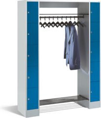 C+P Offene Garderobe Serie 8070 mit Garderobenstange und Zylinderschlössern, Front Fernblau, Korpus Lichtgrau, H x B x T: 195 x 143 x 48 cm - Bild 1