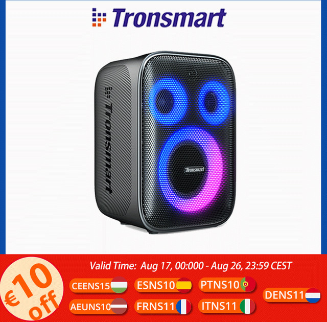 Tronsmart Halo 200 Bluetooth-Party-Lautsprecher in Schwarz mit 3-Wege-Soundsystem, Tiefbass, kabelgebundenem Mikrofon und Gitarreneingang sowie App-Steuerung - Bild 1