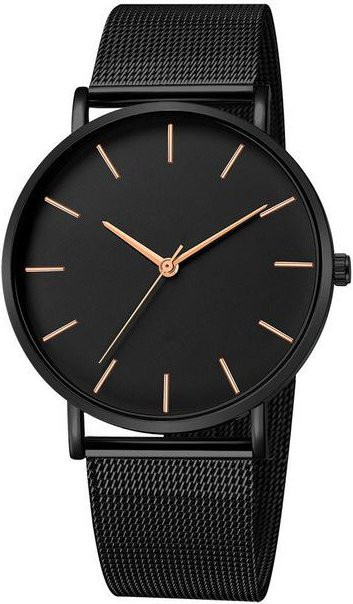 Genf Armbanduhr, Quarz, Milanaise, Schwarz, Herren - Bild 1