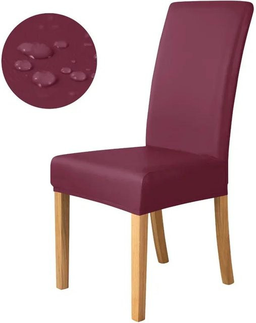 Wasserdichter Stretch Esszimmerstuhlbezug aus Kunstleder in Lila für deinen Stuhlschutz - Bild 1