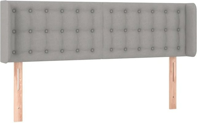 vidaXL Kopfteil mit Ohren in Hellgrau, gepolstertes Stoff-Kopfteil, B/T/H: 147 x 16 x 78/88 cm - Bild 1