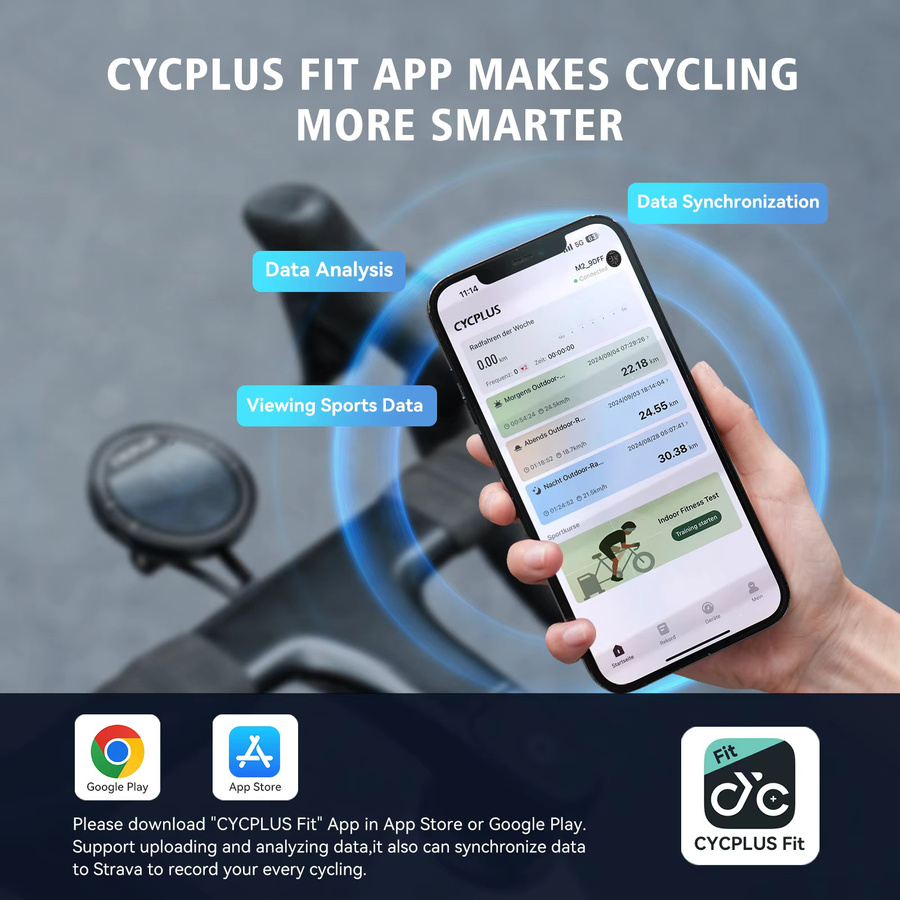 CYCPLUS M2 Drahtloser GPS-Fahrradcomputer mit ANT+ und Bluetooth, Wasserdichter Radcomputer für Rennrad und MTB in Schwarz - Bild 3
