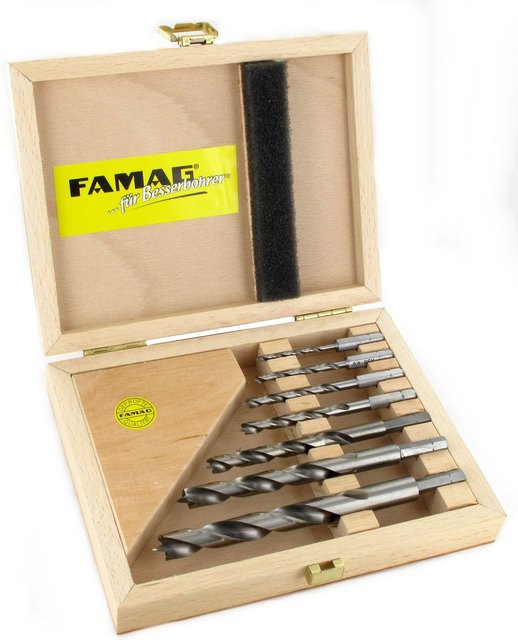 Famag Spiralbohrer Set für Holz, 7-teilig, HSS-G aus Stahl, Multicolor, Durchmesser: 3-12 mm - Bild 1