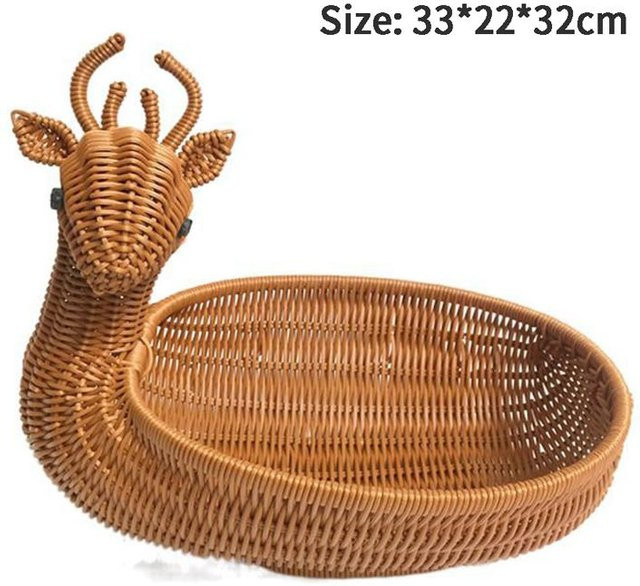 Xiga Obstkorb in Tierform aus Rattan-Gewebe, braun, Durchmesser: 33 cm, Höhe: 32 cm - Bild 1