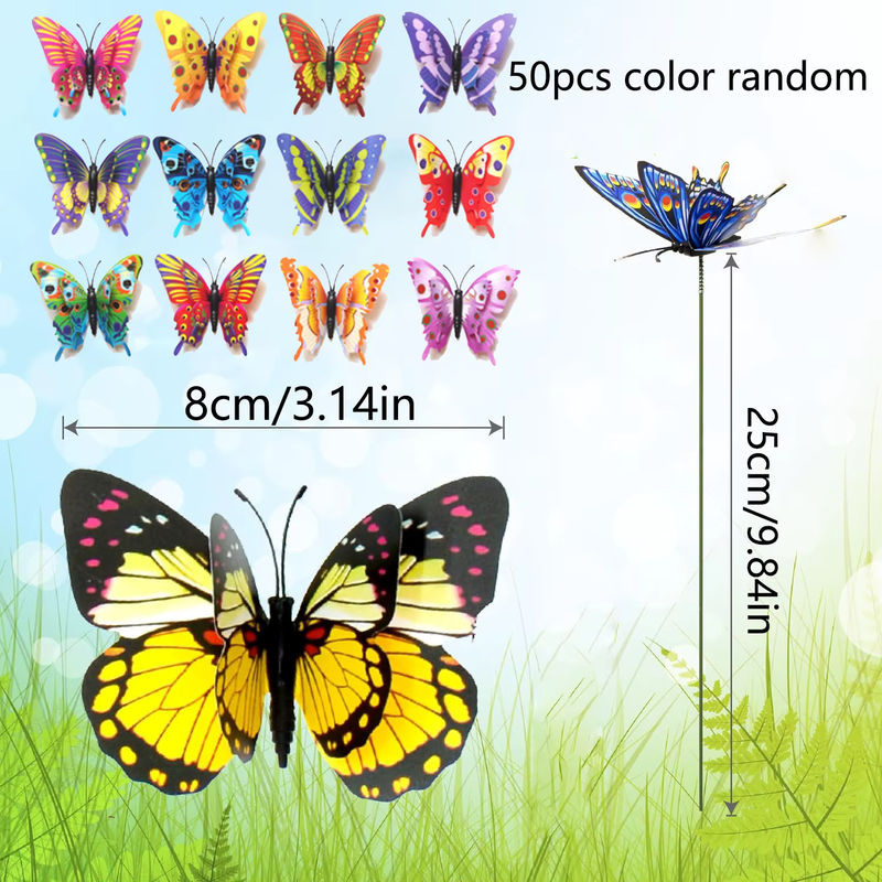 Bunte Doppel-Flügel Schmetterling Gartenstecker aus Kunststoff für die Outdoor-Dekoration im Garten und Hof - Bild 3