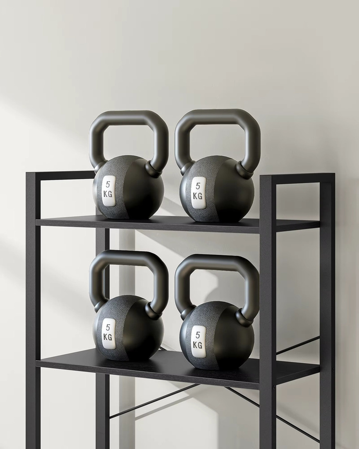 VASAGLE Bücherregal mit 6 Ebenen im Industrial Design, freistehendes Standregal mit Stahlrahmen in Schwarz Matt - Bild 5
