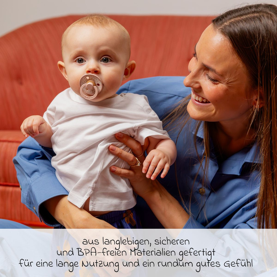 BIBS 3-teiliges Geschenk-Set mit 2 Latex-Schnullern Colour 0-6 Monate und Schnullerband in Blush Pink - Bild 2