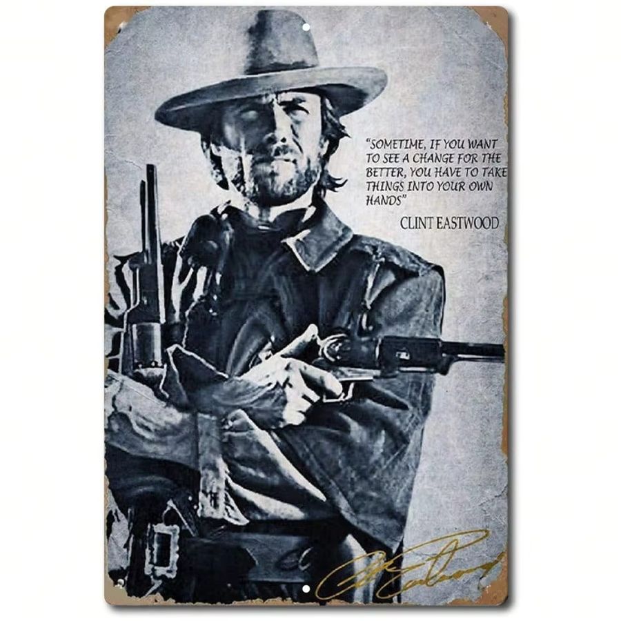 Metall-Blechschild CIFBUY Clint Eastwood Wanddekoration mit motivierendem Zitat, Breite: 30,48 cm, Höhe: 20,32 cm - Bild 2