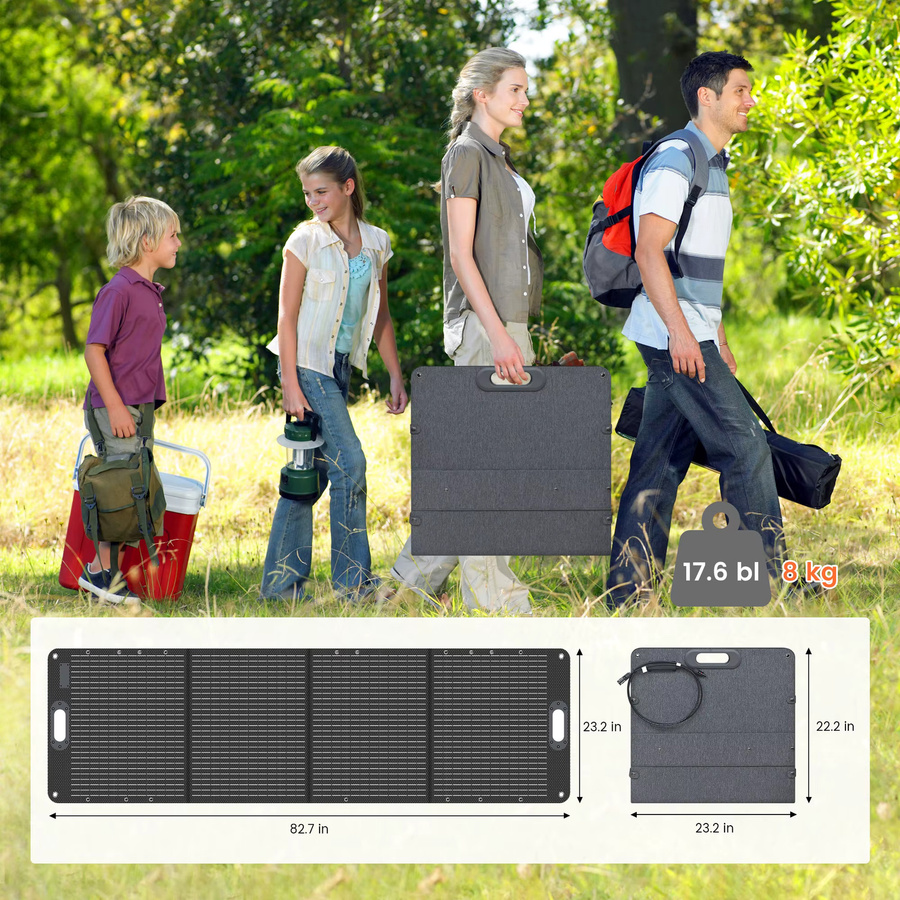 CTOLITY Tragbares Solarladegerät 200 W, faltbares monokristallines Solarpanel aus flexiblem ETFE, wasserdicht nach IP68, Farbe: Schwarz - Bild 5