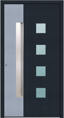 KNOCK Aluminium-Haustür Marte in Anthrazit/Grau mit Glaseinsatz und RC2-Schutz - Bild 1