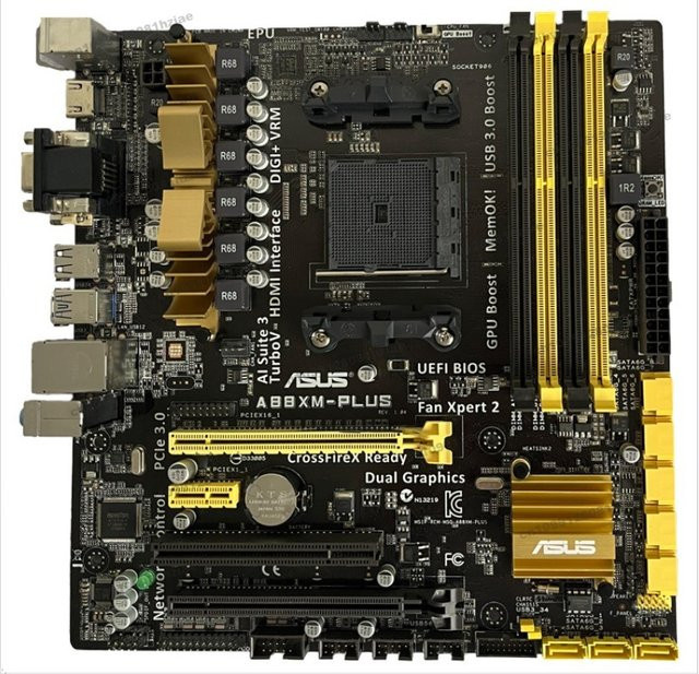 Asus Hauptplatine A88X-PLUS M2 / A68H-C FM2 mit NVMe/M.2 und USB-C in Schwarz - Bild 1