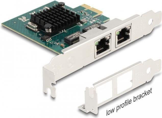 Delock PCI Express x1 Karte mit 2 x RJ45 Gigabit LAN Ethernet in Grau (88206) - Bild 2
