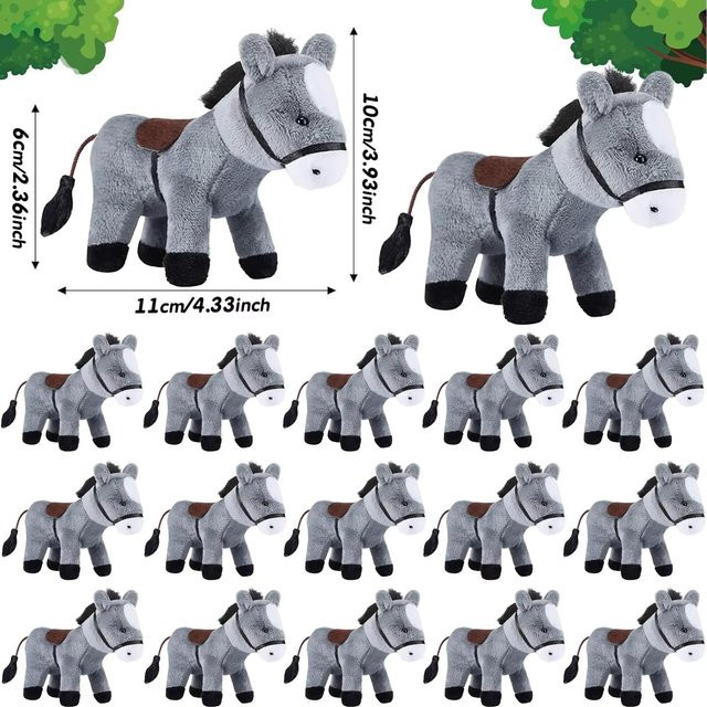 Linyi toy Pferd Kuscheltier, 12-teiliges Set, Mini-Plüsch, Grau - Bild 1