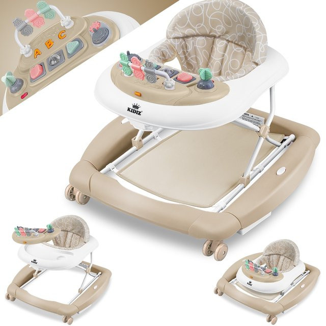 KIDIZ 4in1 Lauflernhilfe Babywalker mit Schaukelfunktion, Spiel- und Lauflernwagen sowie Esstisch und Laufstuhl in Beige/Multicolour - Bild 1