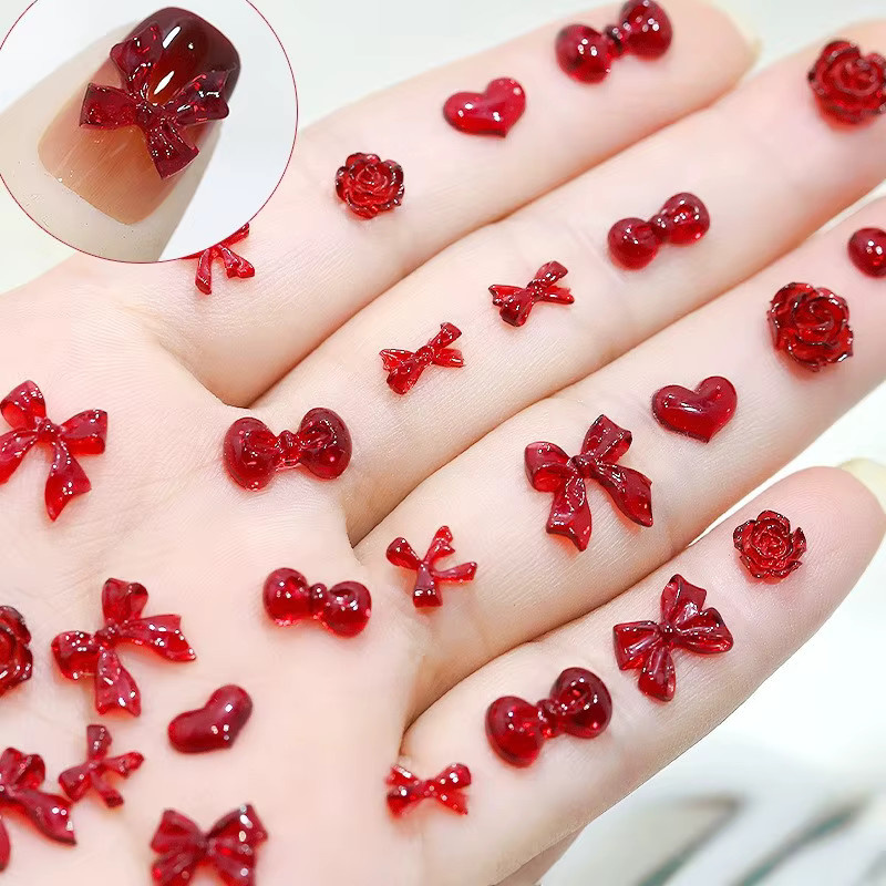 NAILFYOU Nail Art Zubehör, Rote Schleifen, 50 Stück, Glänzend - Bild 2