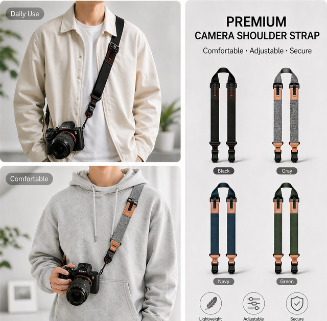 Rutschfester Backpacker Schultergurt mit Schnellverschluss für DSLR-Kameras kompatibel mit Canon, Nikon, Sony und Fujifilm - Bild 1